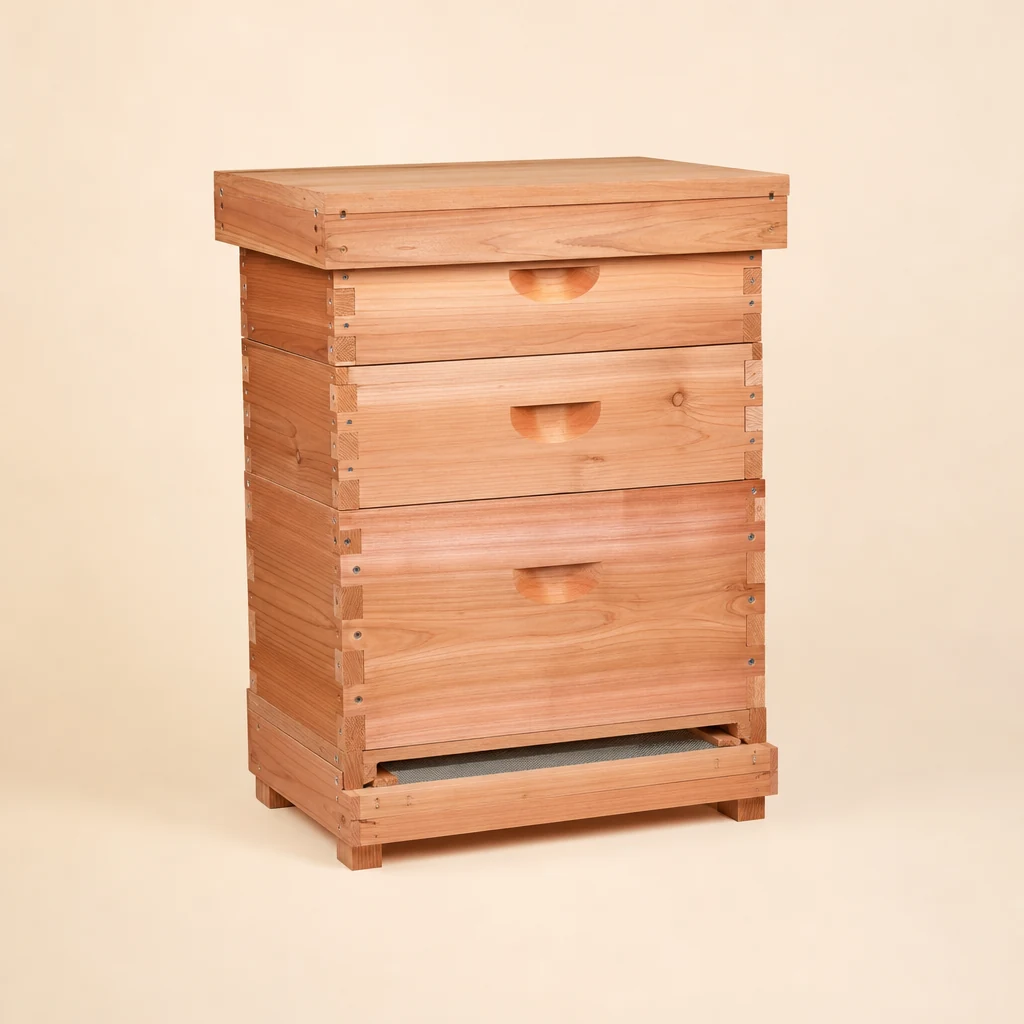 Western red cedar National beehive with pitched roof