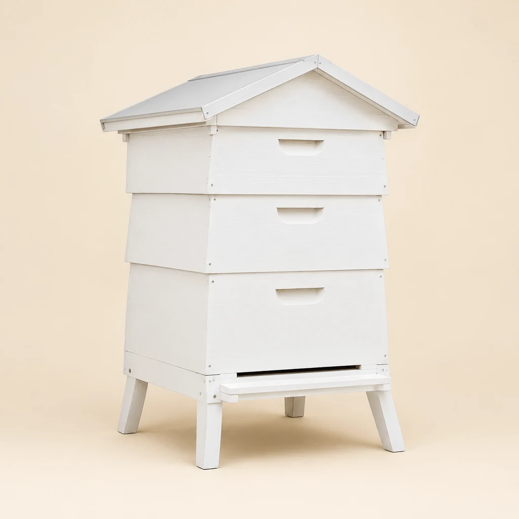 White double-walled WBC cottage beehive with stacked lifts